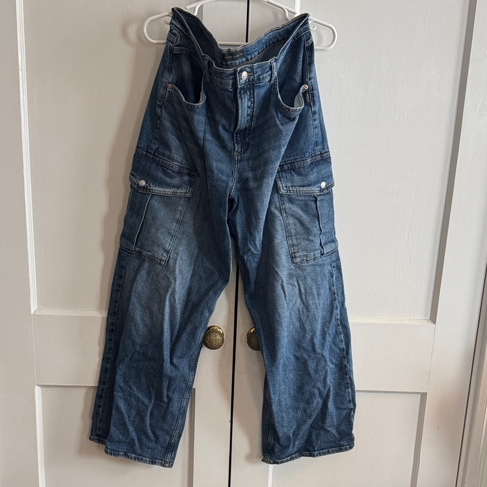Silver Jeans Co women’s Denim Wide Leg Cargo Jeans